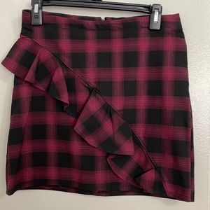 Black and burgundy mini holiday skirt